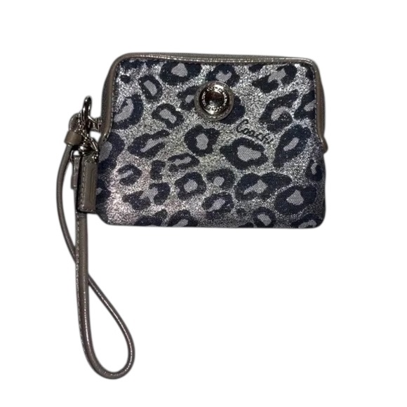Rare Coach Ocelot Print Wristlet - Signature Canvas EUC - Picture 1 of 10